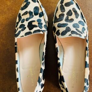 Kate Spade Black and Cream Animal Print Loafers